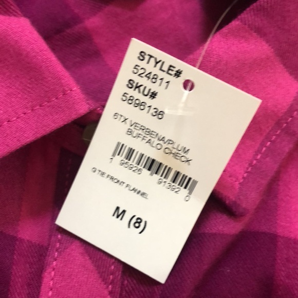Lands’ End Girls Tie Front Flannel Shirt. Medium (8). NWT. Plum buffalo check. - Picture 9 of 9